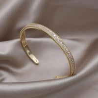 Fashion jewelry two-color plated zircon letter X opening bracelet 💎