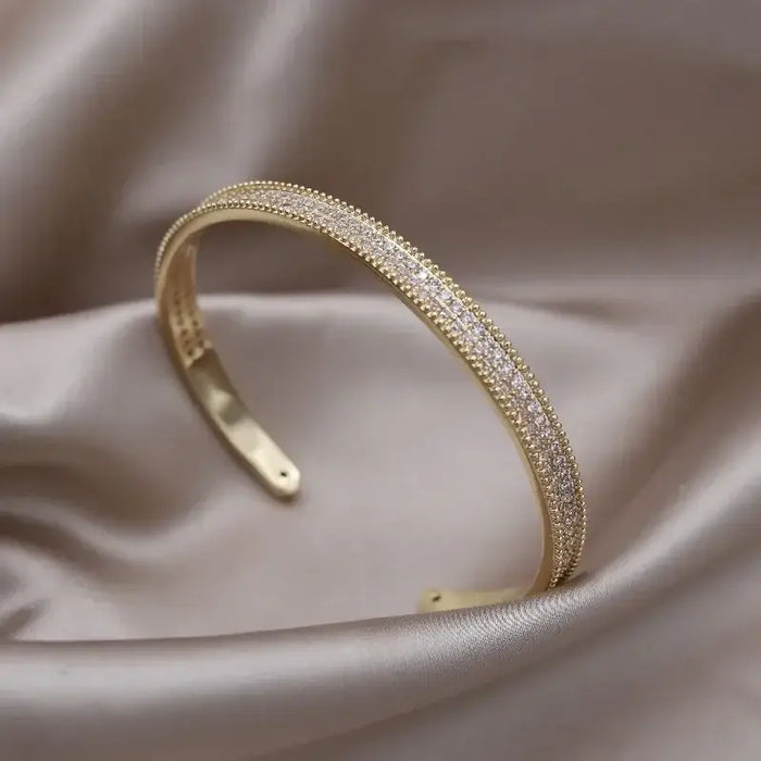 Fashion jewelry two-color plated zircon letter X opening bracelet 💎