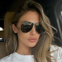 Fashion Oversized Oval Sunglasses Men-Women Vintage Punk Metal Frame Sunglasses 🕶️
