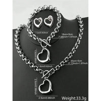 Fashion Stainless Steel Bracelet Earrings Necklace Pendant Set Women's Daily Goods 💎