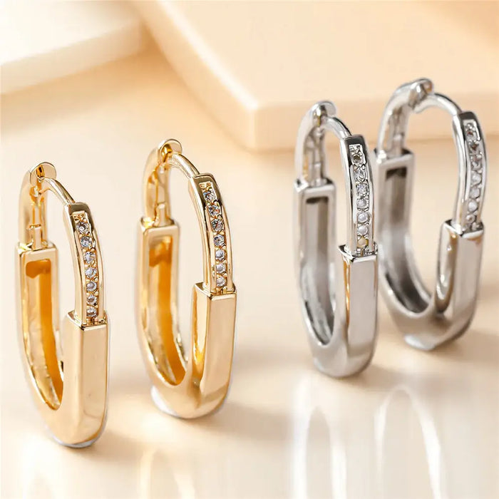 Female Fashion Zircon Stone Hoop Earrings For Women Vintage  💎