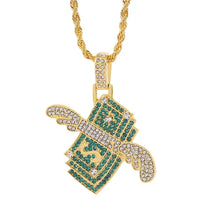 Flying Money Necklace Wings Cash Pendant Men's Jewelry💸