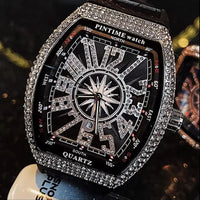 FM style Luxury Diamond Watch Digital Diamond Inlay Black Watch ⌚️