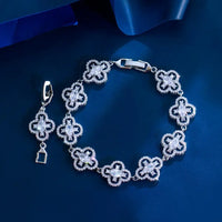 Four Leaf Flower Tennis Bracelets CWW Zircons Luxury Yellow Pink White Blue CZ Crystal  💎
