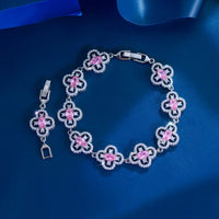 Four Leaf Flower Tennis Bracelets CWW Zircons Luxury Yellow Pink White Blue CZ Crystal  💎