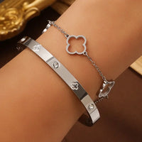 French Lucky Clover Women's Bracelet Set High Quality Stainless Steel ✨