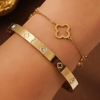 French Lucky Clover Women's Bracelet Set High Quality Stainless Steel ✨