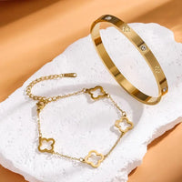 French Lucky Clover Women's Bracelet Set High Quality Stainless Steel ✨