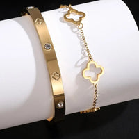 French Lucky Clover Women's Bracelet Set High Quality Stainless Steel ✨