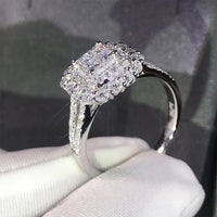Full Bling Iced Out Micro Pave Crystal Gorgeous Square Shape Women Ring 💍
