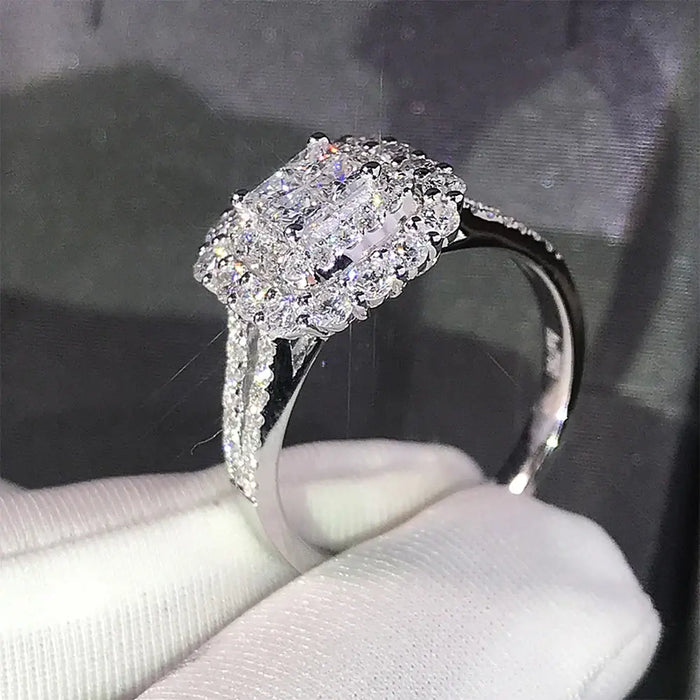 Full Bling Iced Out Micro Pave Crystal Gorgeous Square Shape Women Ring 💍