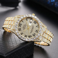 Full Diamond Iced Out Alloy Decoration Quartz Watch for Men Luxury 💎