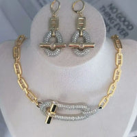 Full diamond luxury women's necklace earrings punk collarbone chain ✨