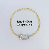 Full diamond luxury women's necklace earrings punk collarbone chain ✨