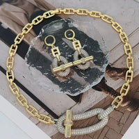 Full diamond luxury women's necklace earrings punk collarbone chain ✨