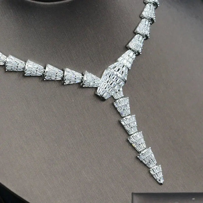 Full Diamond Serpentine Necklace Jewelry Set Light Luxury Premium Zircon Four Piece Set 💎