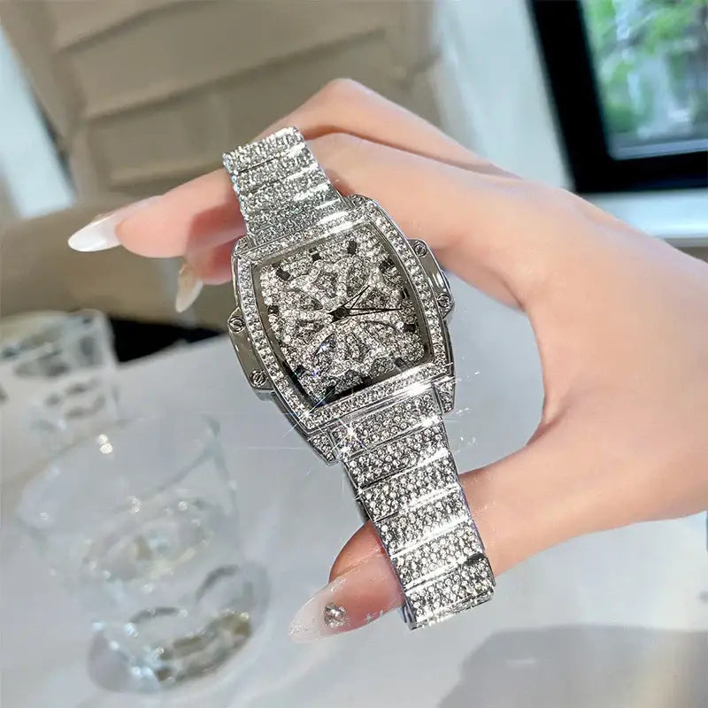 Full Diamond Women's  Luxury Niche Watch Rotating watch 💎