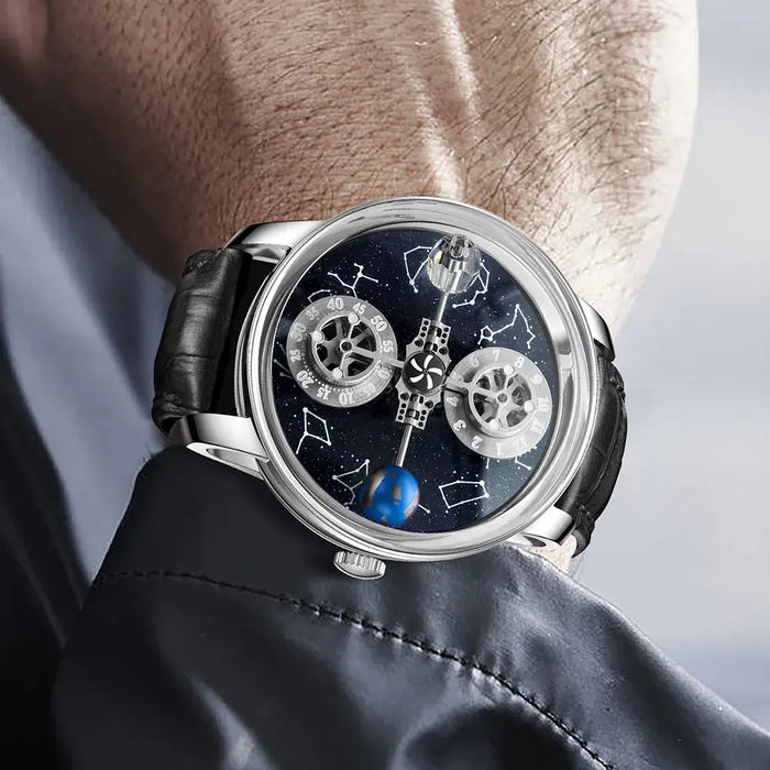 Galaxy Astronomia Automatic Mechanical Watch – Starry Twelve Constellations Sapphire Leather ⌚️