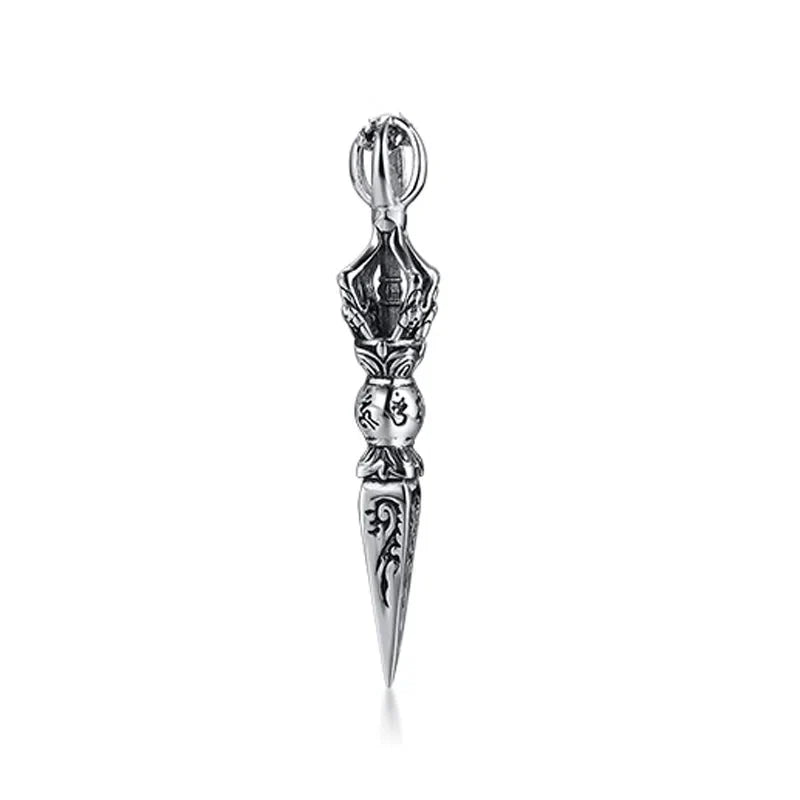 GANDHANRA STAINLESS STEEL VAJRA DAGGER PATRON SAINT AMULET NECKLACE✨