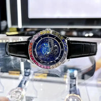 Genuine Men's Mechanical Watch with a Starry Sky Dial and Colorful Gemstones ⌚️