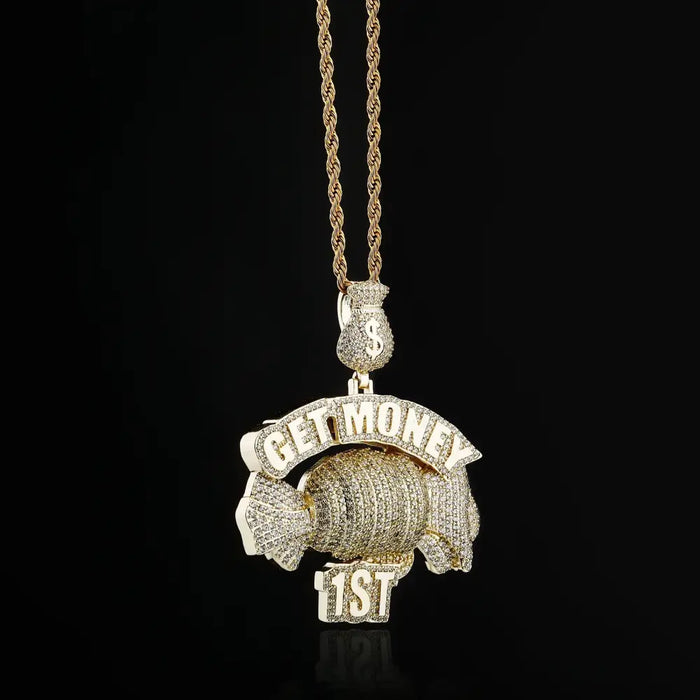 Get Money Necklace with Pendant Charms Tennis Chain Color Gold 💎
