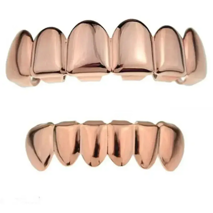 Gold Silver Plated HIP HOP Tooth Grillz Top& Bottom  Teeth Set 🦷