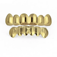 Gold Silver Plated HIP HOP Tooth Grillz Top& Bottom  Teeth Set 🦷