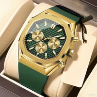 Golden Brand Luxury Calendar Men's Watch Large Dial ⌚️