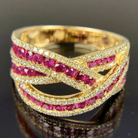 Gorgeous Gold Color Cross Ring Female Party Jewelry with Bright Zirconia 💍