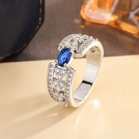 High Quality S925 Silver Ring  for Women Big Blue Stone Diamond Gemstone 💎