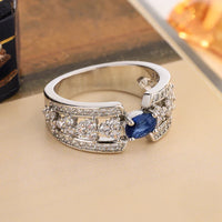 High Quality S925 Silver Ring  for Women Big Blue Stone Diamond Gemstone 💎