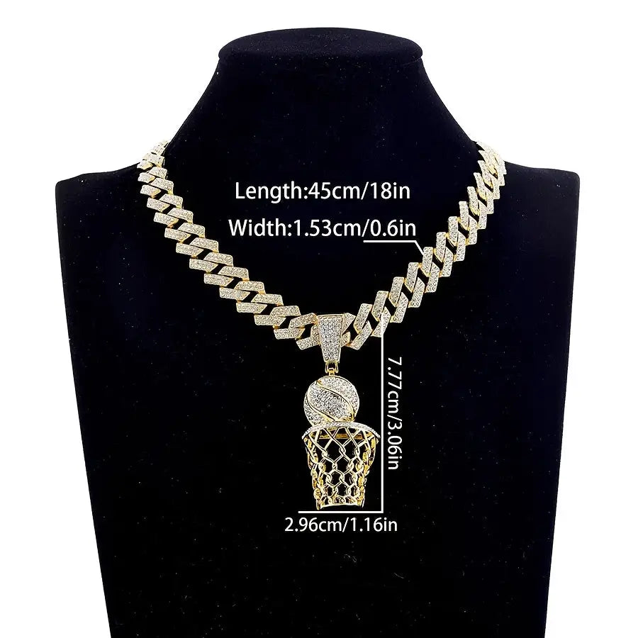 Hip Hop Basketball Hoop Pendant Necklaces Chain 🏀 - accessories