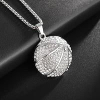 Hip-Hop Cubic Synthetic Zircon Basketball Pendant Necklace 🏀