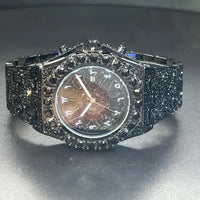 Hip Hop Green Diamond Watches For Men Date Quartz Clock Dress Square ⏱️