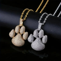 Hip Hop Ice Dog Claw Pendant Synthesis Zirconia Bear Claw Necklace Men Women 💎