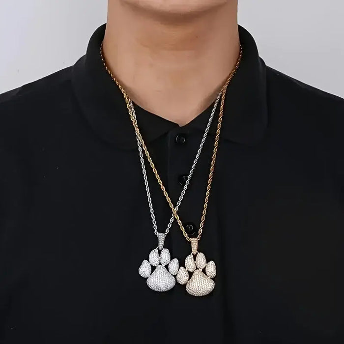 Hip Hop Ice Dog Claw Pendant Synthesis Zirconia Bear Claw Necklace Men Women 💎