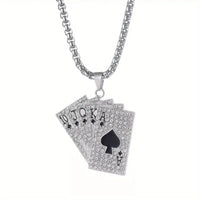 Hip Hop Style Poker Card Pendant Necklace  Stainless Steel✨