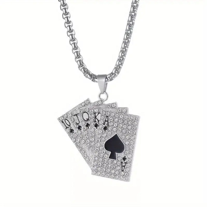 Hip Hop Style Poker Card Pendant Necklace  Stainless Steel✨
