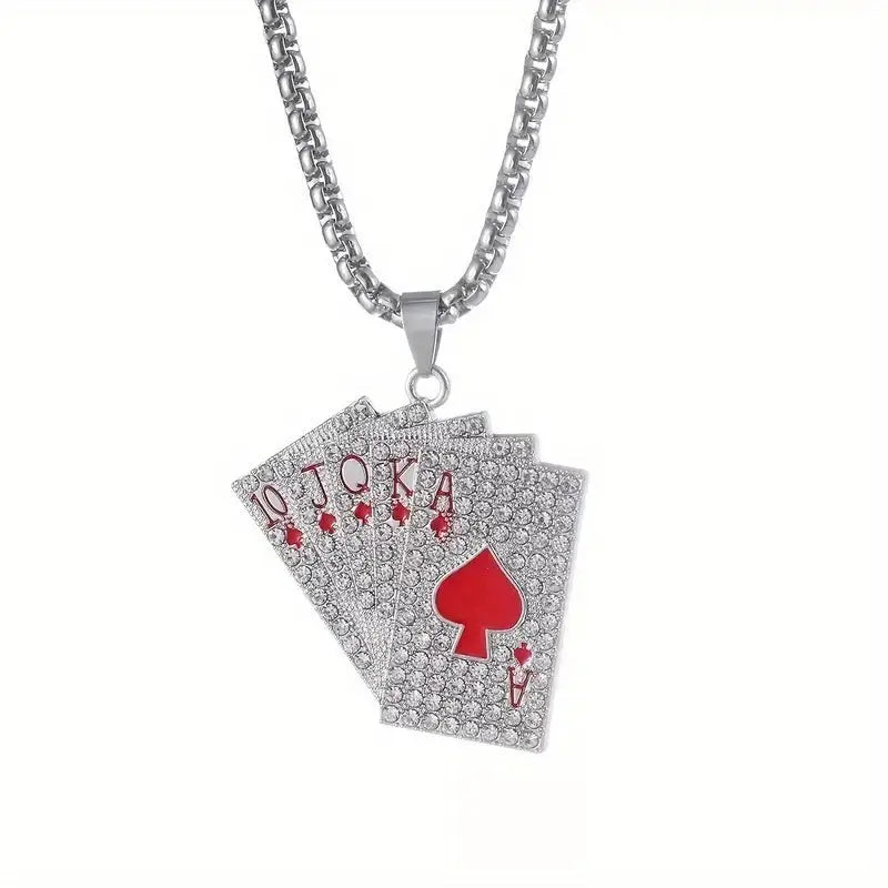 Hip Hop Style Poker Card Pendant Necklace  Stainless Steel✨