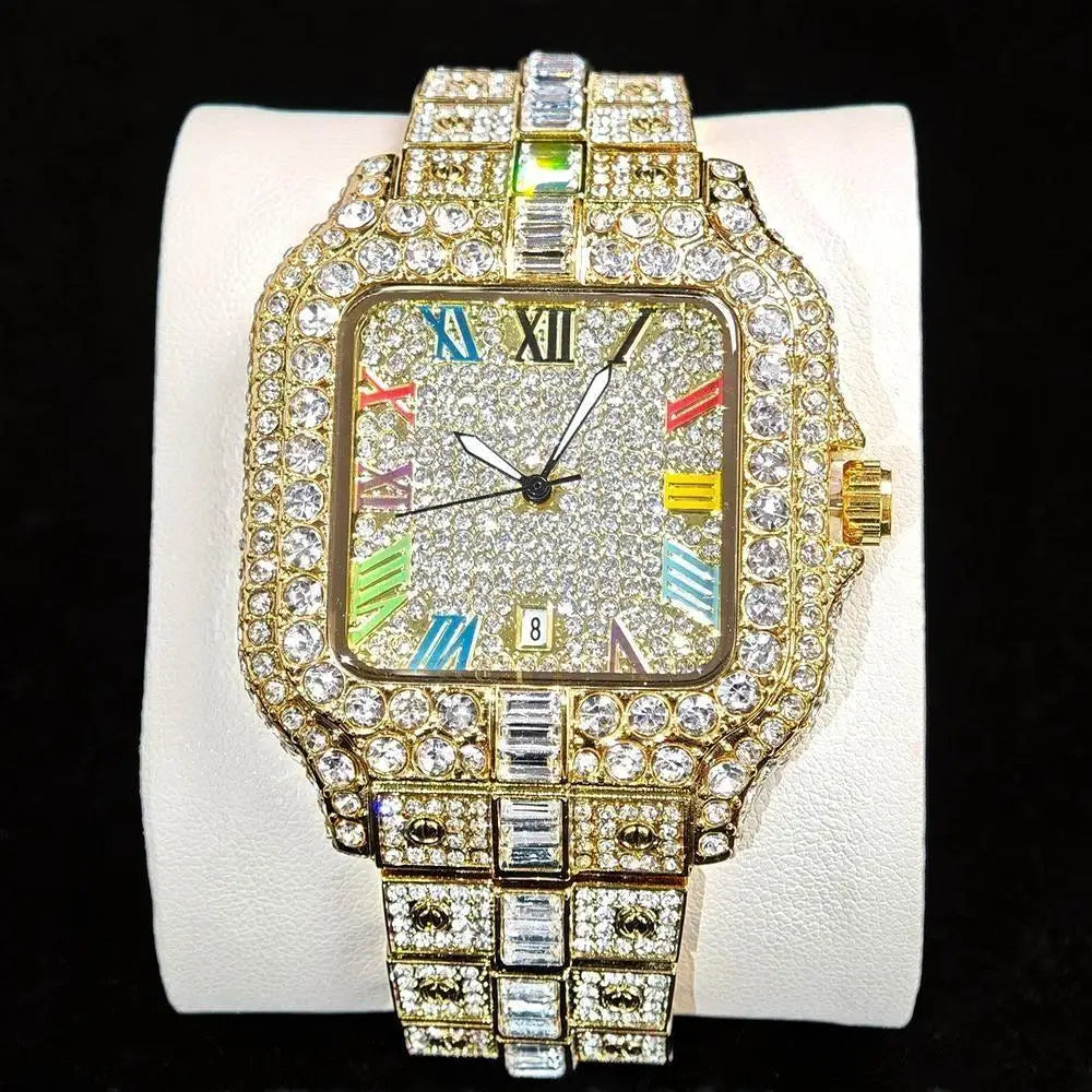Ice Watches Men Luxury Stainless Steel Colored Roman Literal Wristwatch💎