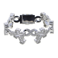Iced Out Cross Infinity Charm Bracelet Micro Paved Cubic Zirconia Cuban Chain✨