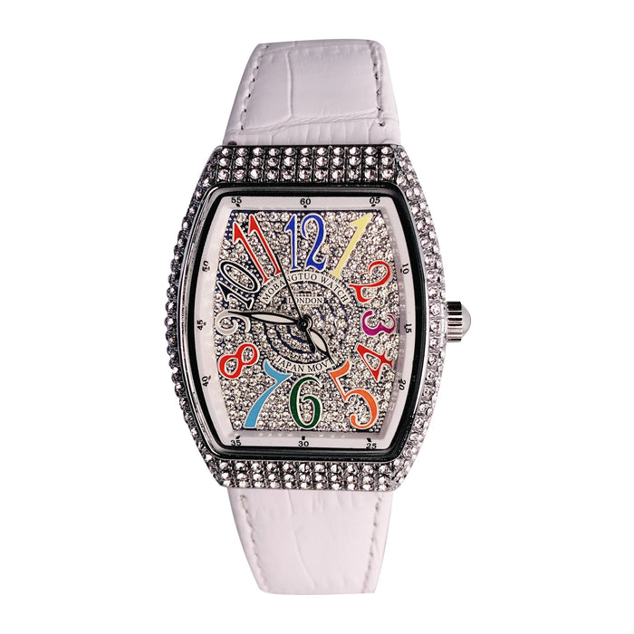 Ladies Watch Full Rhinestone Arabic Numeral Dial Design Leather ⌚️