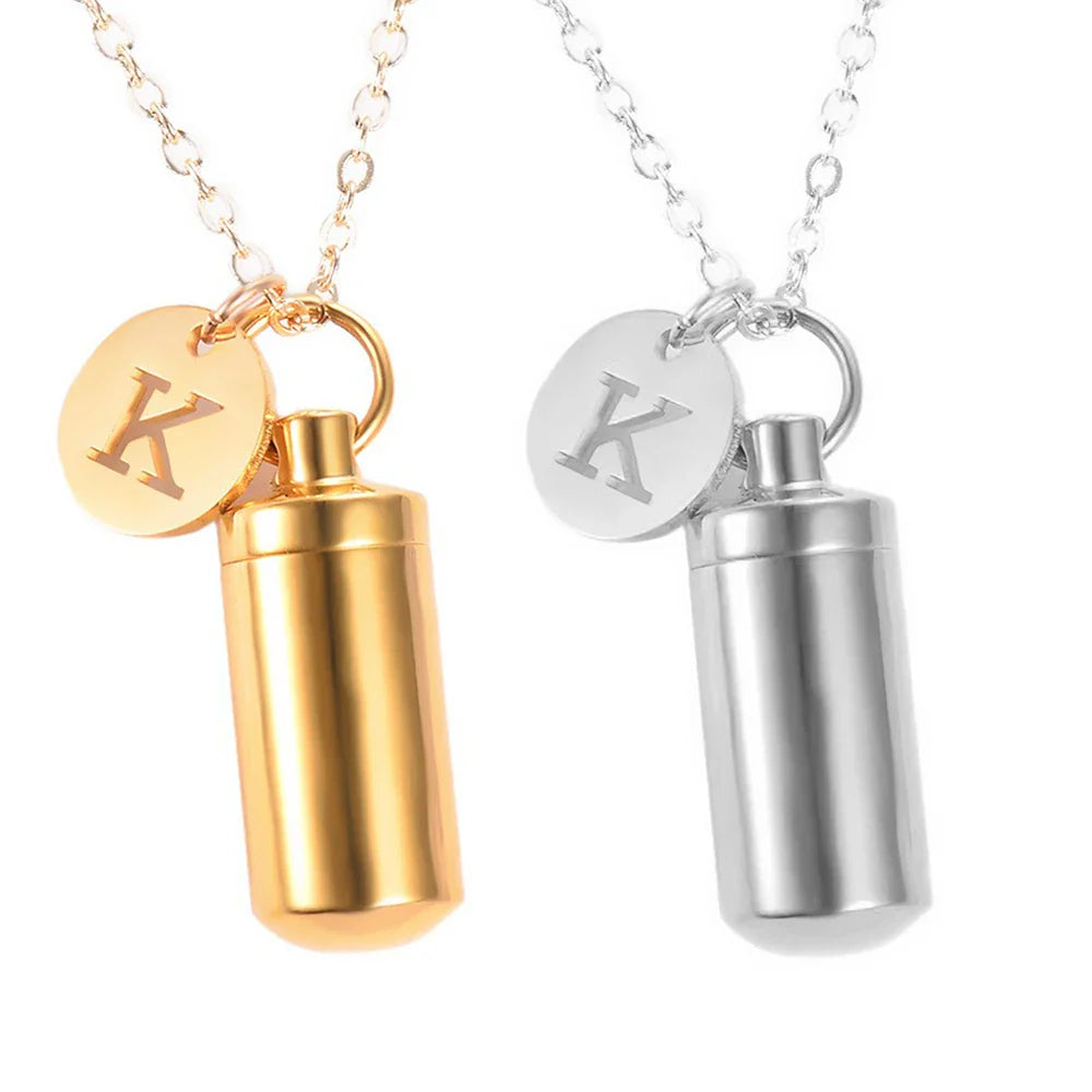 Letter Charm Cremation Necklace for Ashes Holder Bottle Urn Jewelry ✨