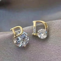 Letter D Earrings For Women Shiny Zircon Stud Earrings Temperament  Jewelry