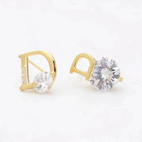 Letter D Earrings For Women Shiny Zircon Stud Earrings Temperament  Jewelry
