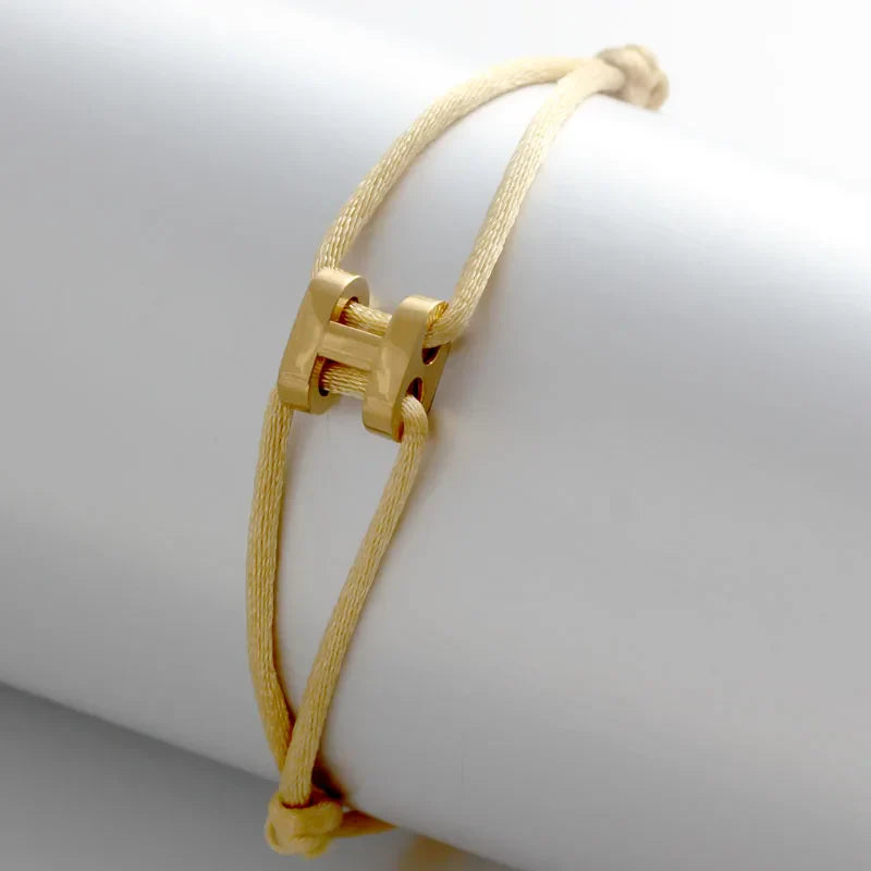 Letter H Pig Nose Adjustable Rope Bracelet ✨