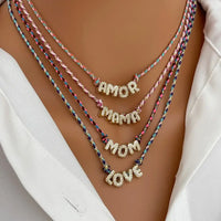 Letter Pendant Necklace MAMA MOM LOVE AMOR Jewelry 💎