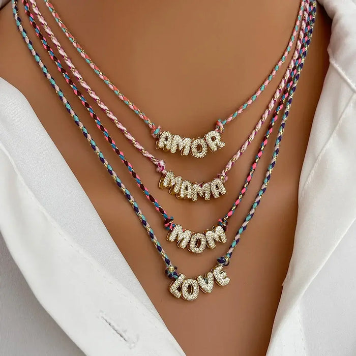 Letter Pendant Necklace MAMA MOM LOVE AMOR Jewelry 💎