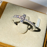 Luxur Stylish Cross Design Women Rings Full Paved Crystal Cubic Zirconia 💍