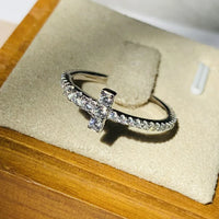 Luxur Stylish Cross Design Women Rings Full Paved Crystal Cubic Zirconia 💍